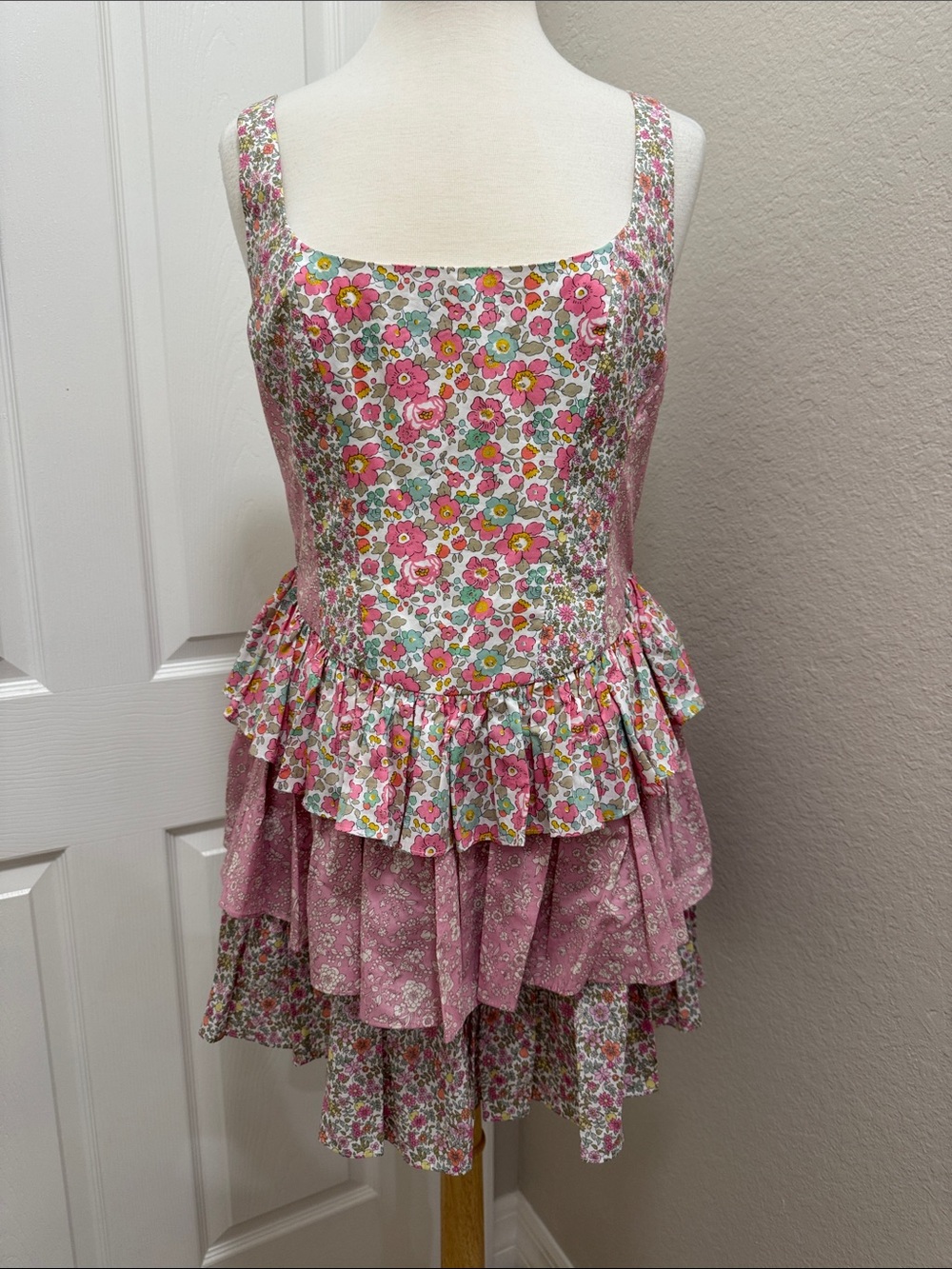 LoveShackFancy x Liberty Fabrics Floral Ruffle Mini Dress Size 12 Cottagecore